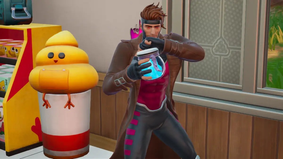 Gambit drinking a shield potion in fortnite