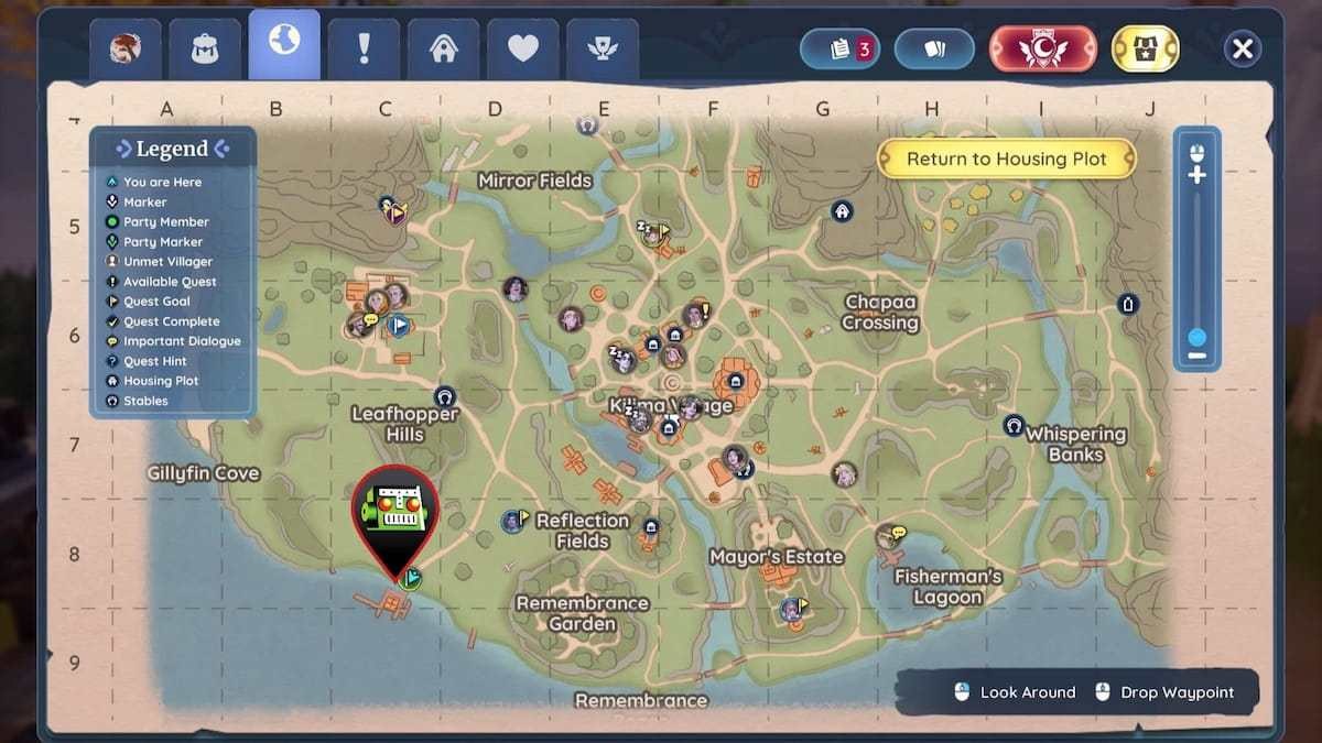 Docks location marked on map in Palia