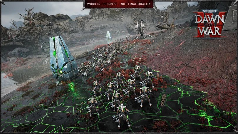 Necron warriors on the move in Dawn of War IV