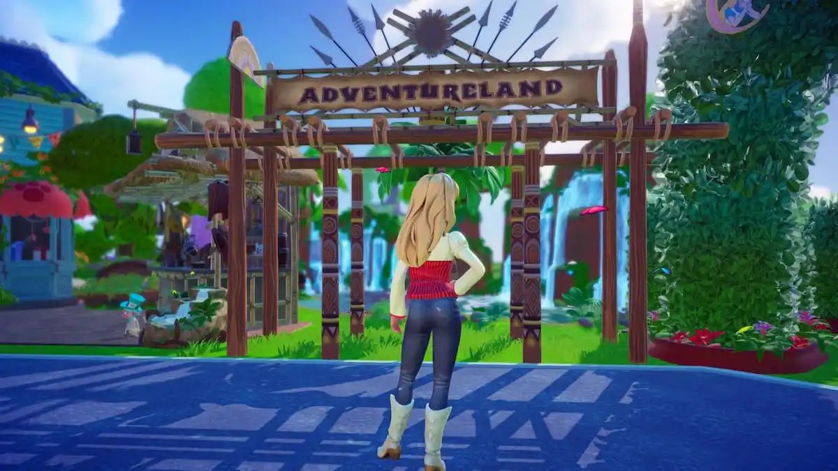 Looking at adventureland arch in disney dreamlight valley