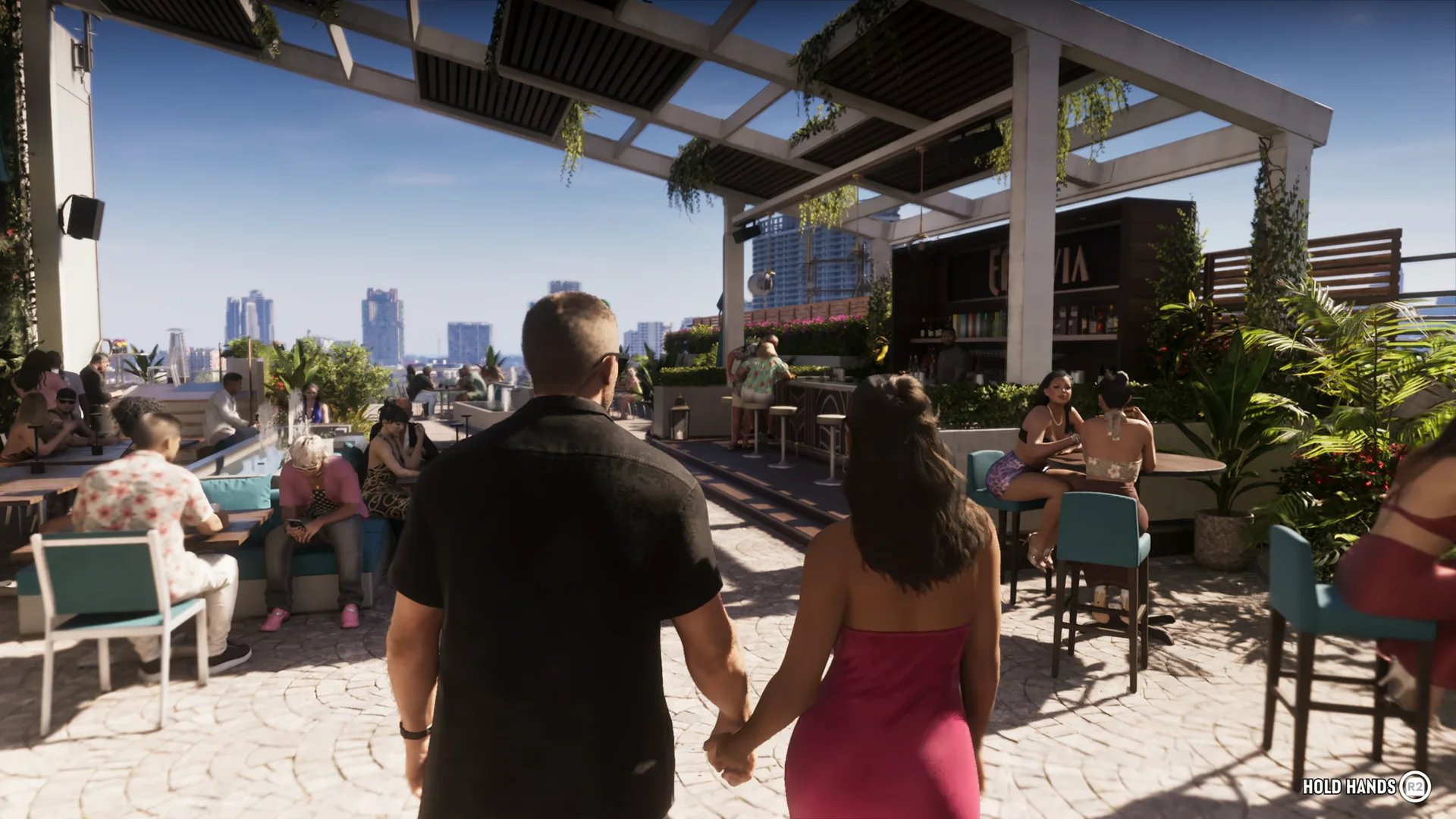 Lucia and Jason are shown holding hands at an event in the GTA 6 Extended Look.