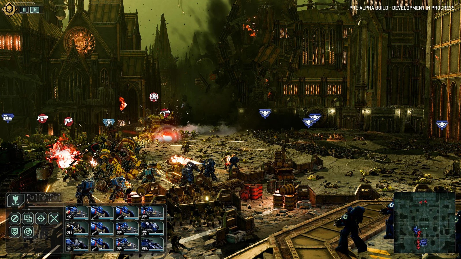 An up-close battle between Space Marines and Orks in Total War: Warhammer 40,000