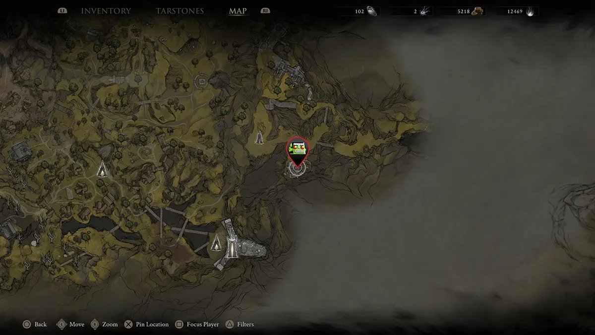 The location of the Troubadour's Lute sidearm in Mortal Shell 2.