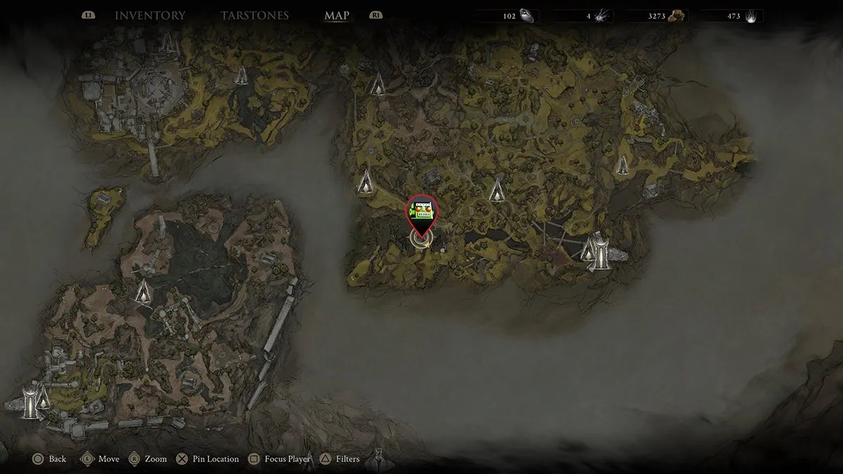 The location of the Martyr's Tomb dungeon.