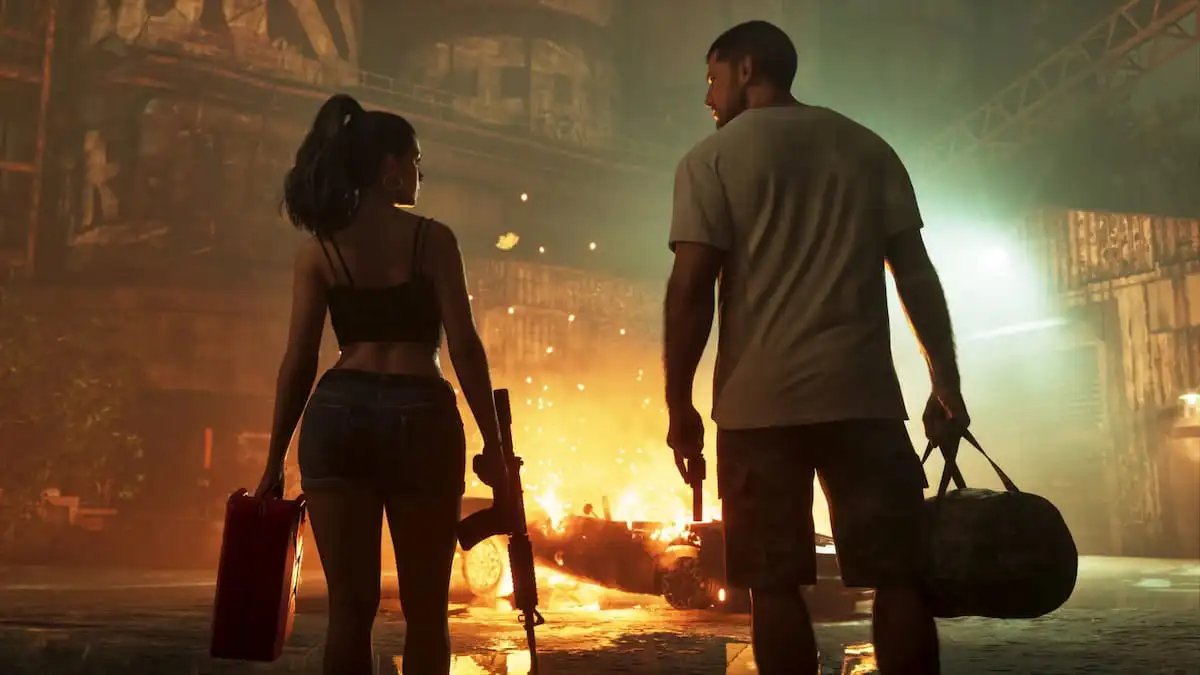 GTA 6 Lucia Jason fire side by side