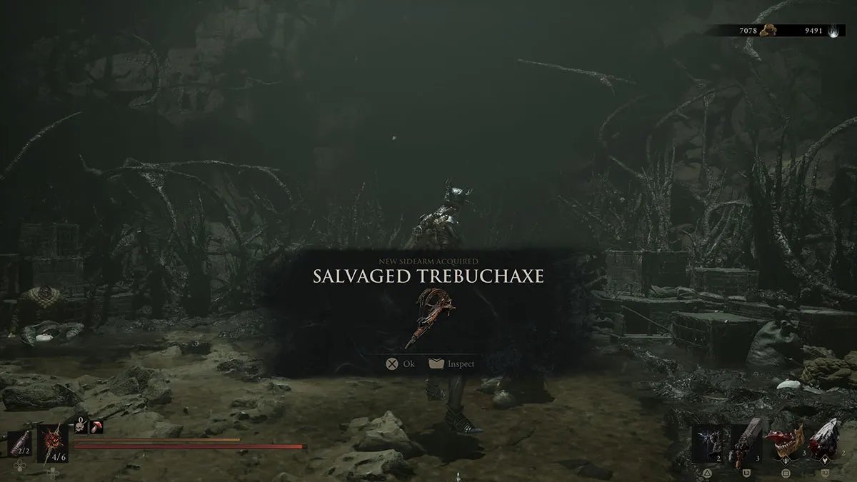 The Salvaged Trebuchaxe, as seen in Mortal Shell 2.