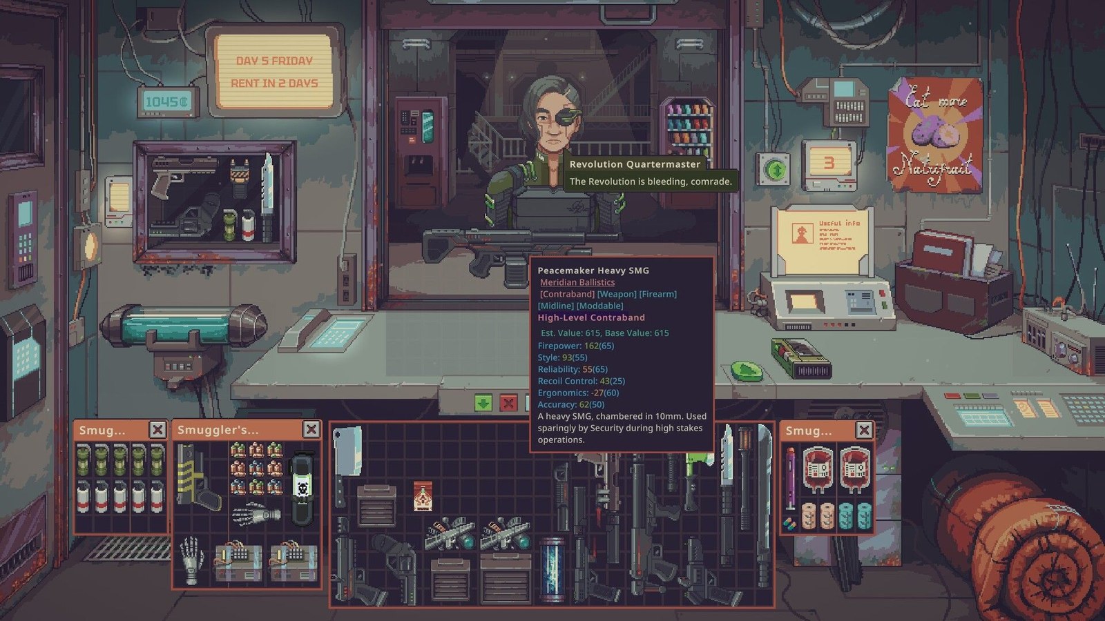 Cyberpunk shop full of weapons