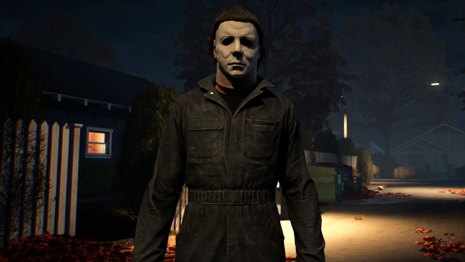 Michael Meyers standing in the middle of the street in Halloween: The Game