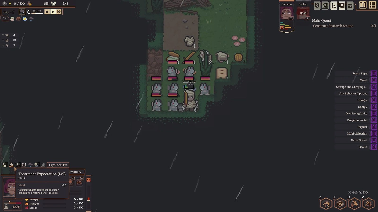 A poor woman and her dead friend getting mobbed by rats in a corner, from Dungeon Settlers.