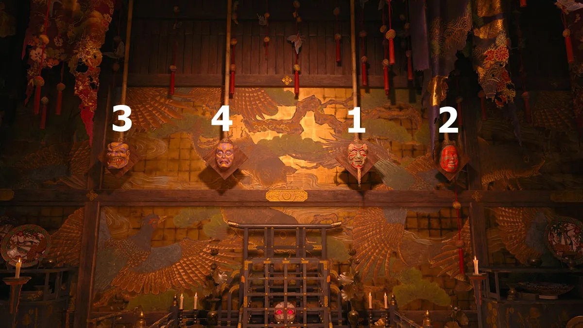 The solution of the Mask Puzzle in Onimusha. 