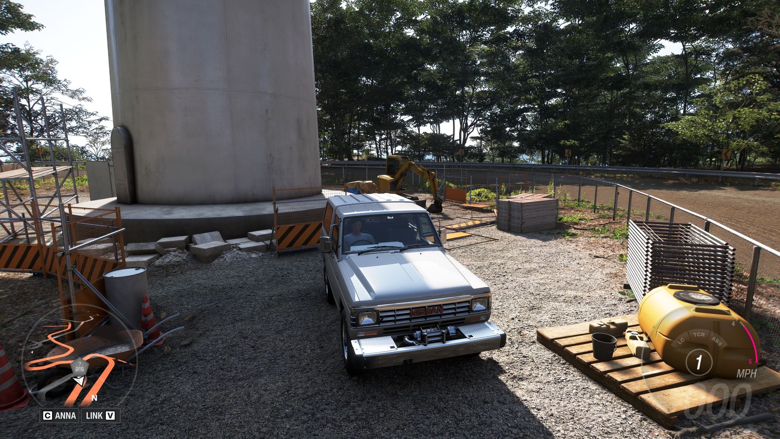 Forza Horizon 6 Treasure Cars: A Nissan Safari parked at the base of a wind turbine.