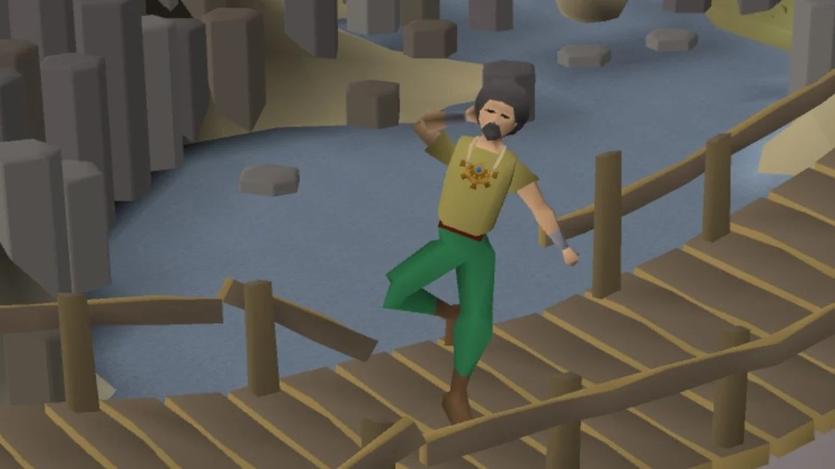 man dancing on bridge in Old School RuneScape