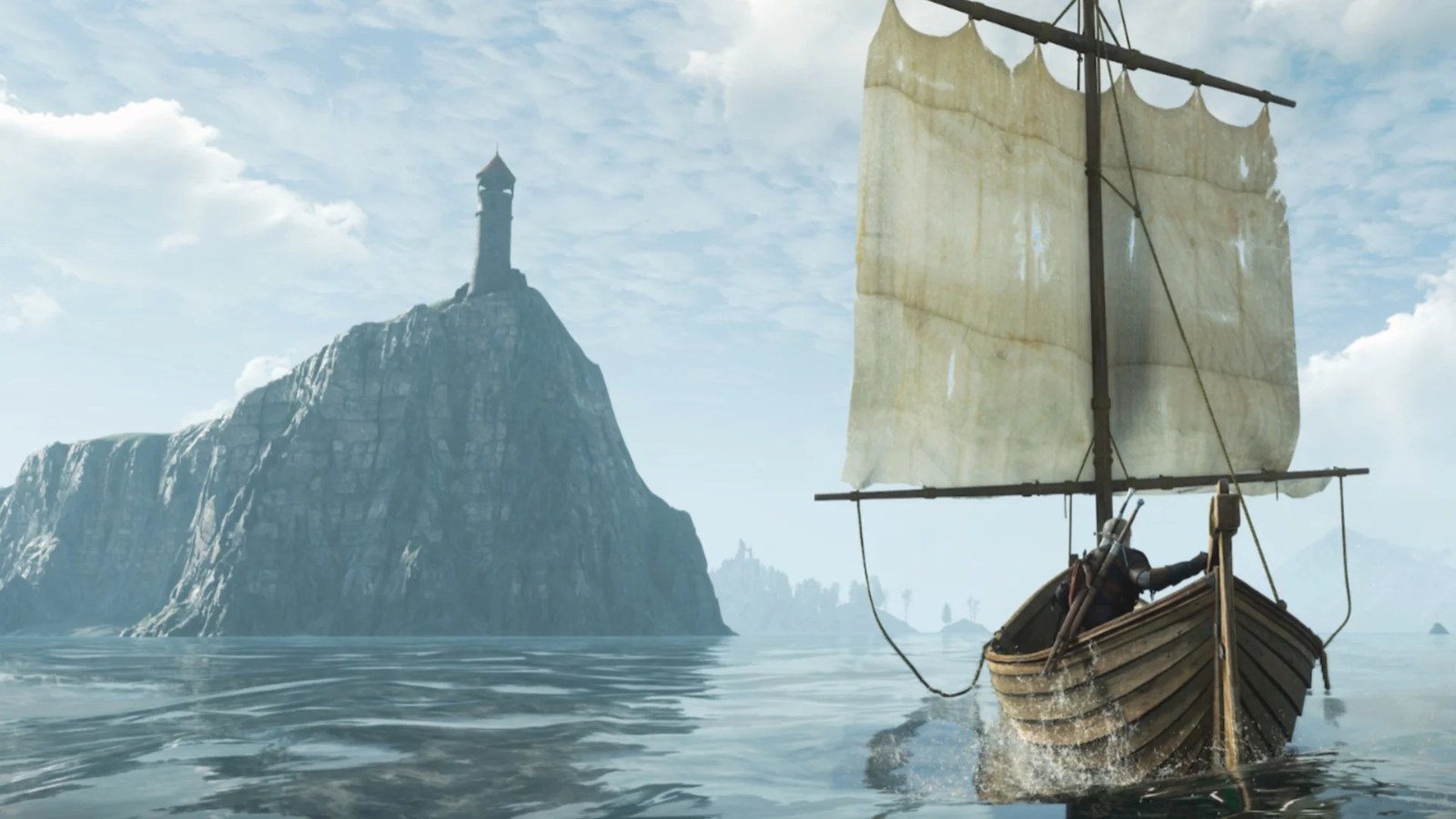 the witcher 3 geralt on a boat